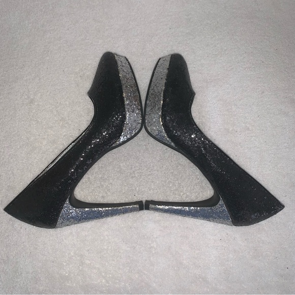 Women’s 7M RAMPAGE TANGELA Black & Silver Sparkly Glitter 4 1/2” High Heels EXC - Picture 8 of 15